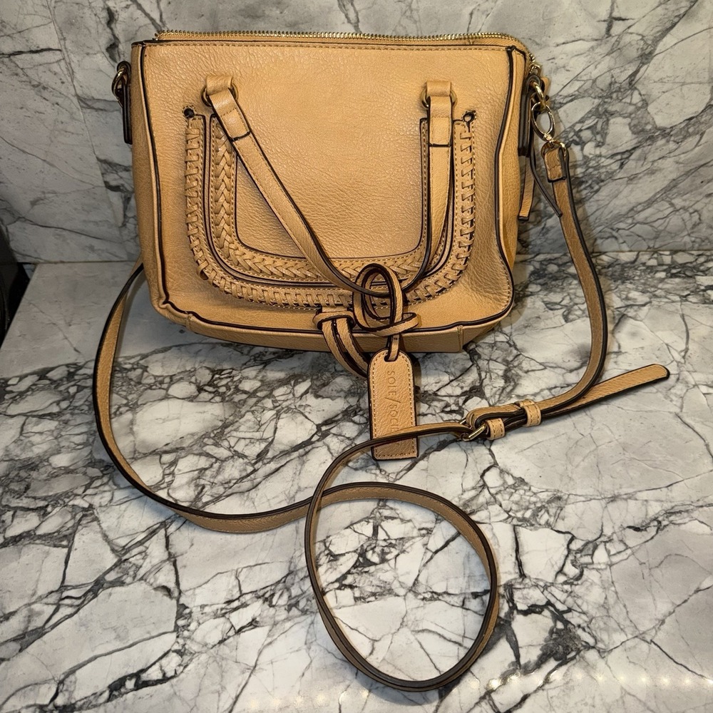 Sole Society Destin Satchel Bag Blush Pink Faux Leather Top Handle Purse